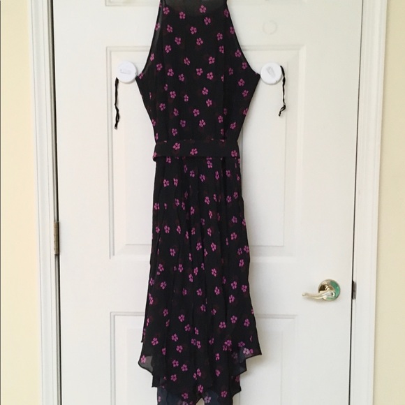 ALC silk black/magenta floral handkerchief hem dress-NWOT - Picture 2 of 7